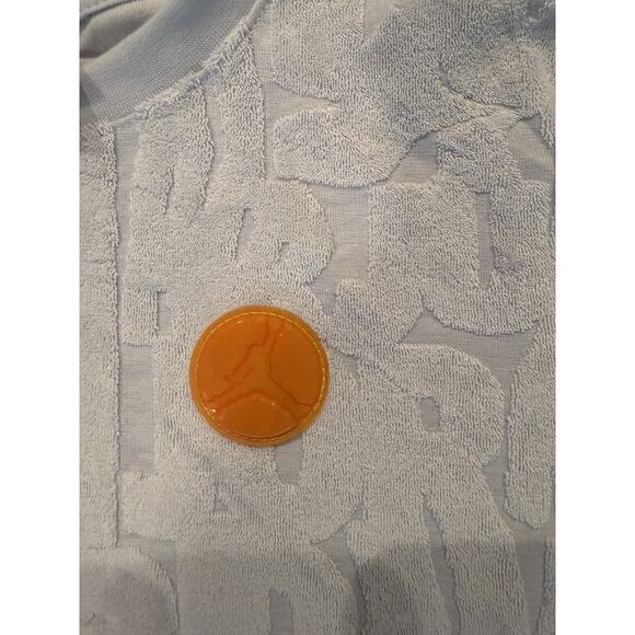 Jordan Shirt Kids Medium White Terry Cloth Patch Crewneck Short Sleeve Youth - Picture 4 of 6